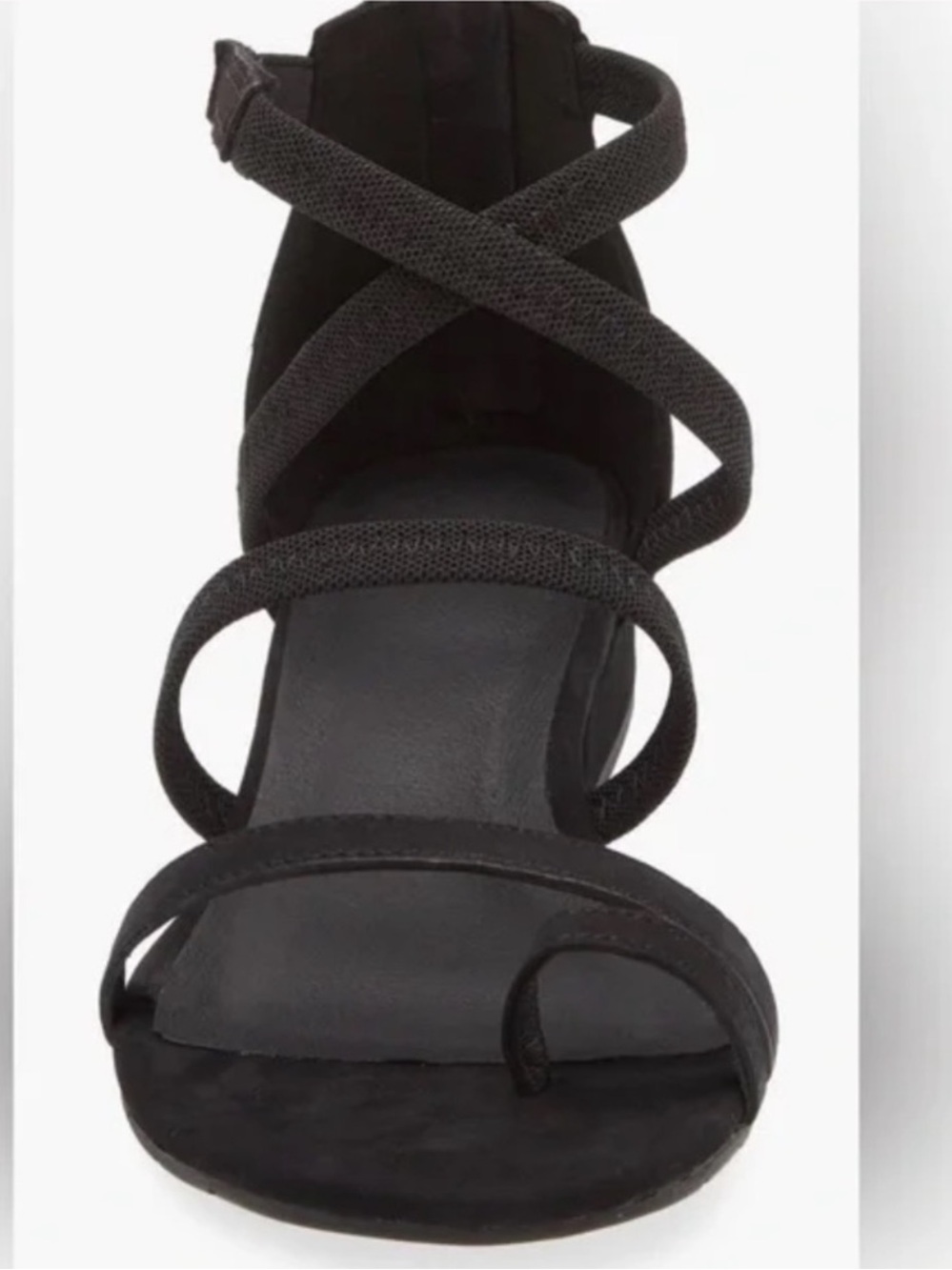 Eileen Fisher Emily Zip Sandals Black Minimalist Strappy Leather New! - Picture 4 of 10